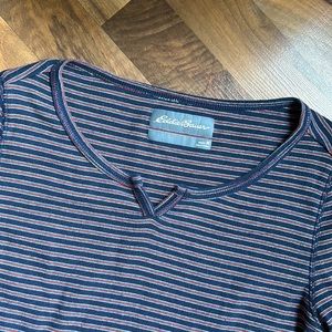 Pink and Blue Striped 3/4 sleeve tee
